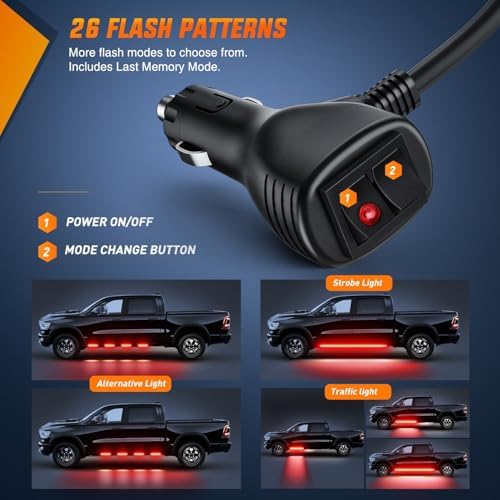 Nilight 2PCS 70 Inch Running Board LED Lights Strip Red for Truck