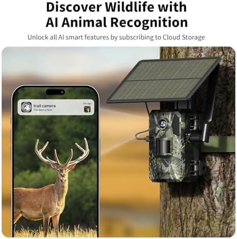 SEHMUA Trail Camera, 2K HD Live Streaming Game Camera AI Animal Detection