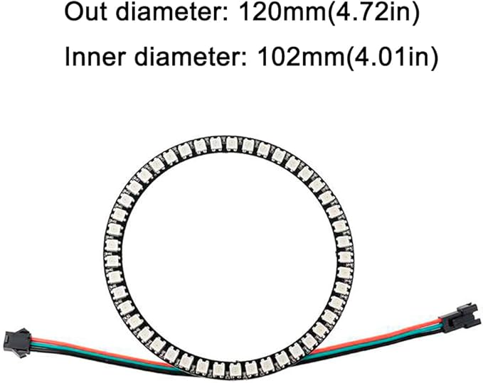 45 Bits WS2812 Addressable LED Ring with SM2.54-3P Wire, DC5V WS2812B 5050 RGB LED with Built-in Drivers Pixels Individual Controlling for Arduino Pi ESP8266 ESP32 Nodemcu (45 bits)