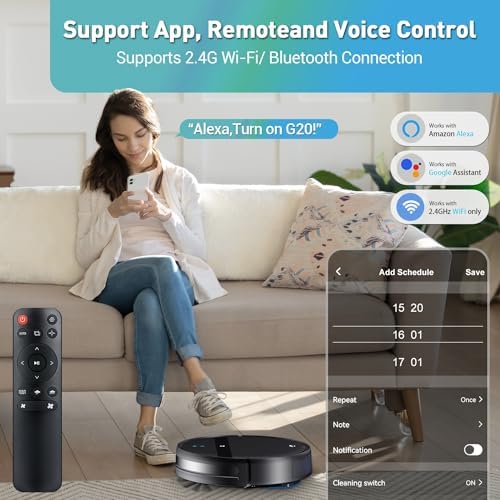 Kilgone Robot Vacuum and Mop Combo for Pet Hair & Homes - App/Voice Control, Tangle-Free Suction & Smart 3D Avoidance, Ultra-Slim & Quiet, Self-Charging for Hard Floors and Low-Pile Carpet