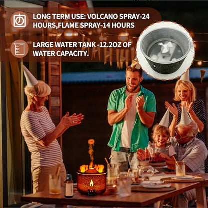 BOHOFAM Aroma Essential Oil Diffuser 360 ML,Volcano and Flame Diffuser/Humidifier,give1.76 oz Hotel Collection Essential Oils,Blue/red Light Selection,Diffusers for Home,Large Room(Black Cracks)