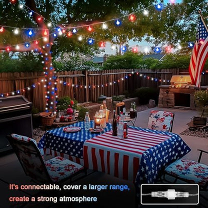 JMEXSUSS Connectable 33ft 100 LED Red White and Blue Lights Indoor Outdoor