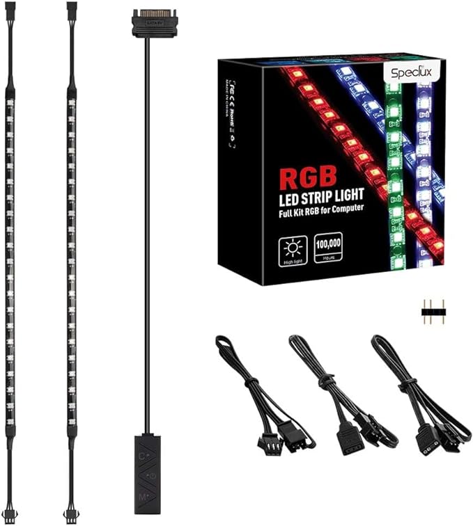 PC Addressable RGB LED Strip Lights Kit - Magnetic PC Case Lighting, 2PCS 42LEDs ARGB Strip for 5V 3pin RGB Header Motherboard Asus Aura, Asrock RGB Led, Gigabyte RGB Fusion, Mystic Light
