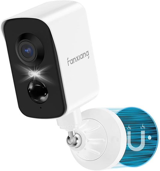 fanxiang 2K Magnetic Security Camera Outdoor Wireless Rechargeable Battery Camera WiFi, 300° Pan Rotating, AI Motion Detection, PIR, Spotlight, Siren, Two-Way Talk, IP65, SD/Cloud Storage