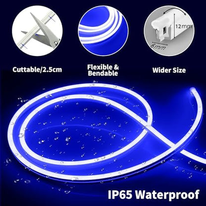 iNextStation Blue LED Light Strip 16.4FT Neon Rope Lights (with DC12V Plug)