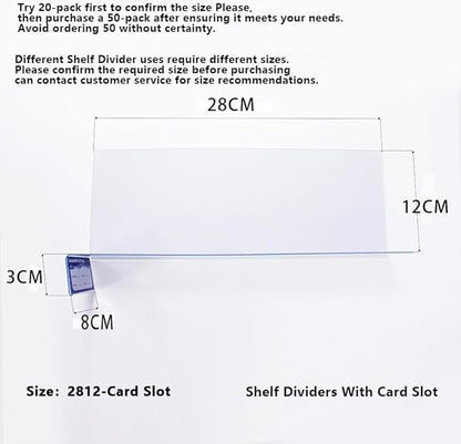 20 Pcs 28 * 12CM 1MM Shelf Divider for Library Labels;Bookshelf Labels;Book Number prompts;Bookshelf Separation Classification;File Guides