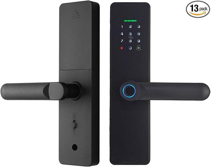 Smart Lock WiFi Keyless Entry Door Lock TY APP, Fingerprint, Password, Card, Mechanical Key Unlocking Methods Door Lock for 35-60mm Thickness Office Home Bedroom Door