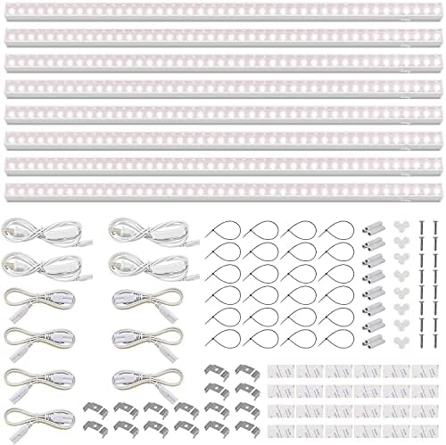 Barrina T5 LED Grow Light, 3FT 128W (8 x 16W), Pinkish White, 8 Packs
