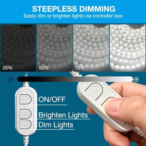 DAYBETTER 25 ft Smart WiFi White LED Lights, Dimmable White LED Strip Light Compatible with Alexa and Google Assistant, 6500K, 720 LEDs Tape Lights for Bedroom, Kitchen, Mirror, Home Decoration