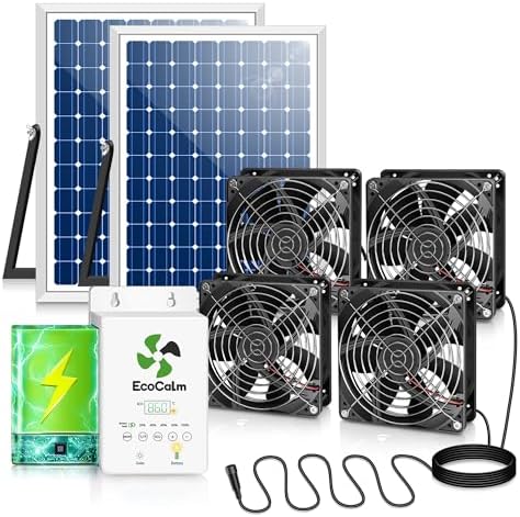 Solar Exhaust Fan for Greenhouse with Smart Thermostat and Battery