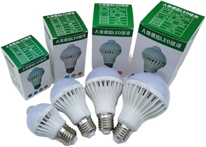 Fengyan Home Bulbs 5pcs AC85-265V Smart Sound Voice Activated Light Sensor Bombillas LED Bulb E27 3W 5W 7W 9W 12W Induction lamp Stair Hallway Light YZ Household Lamp (Color : 9W)