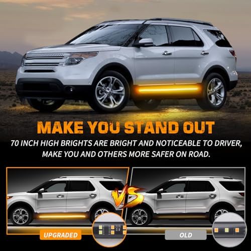 XRIDONSEN 2PCS 60 inch Running Board Strobe Lights Amber Emergency Lights