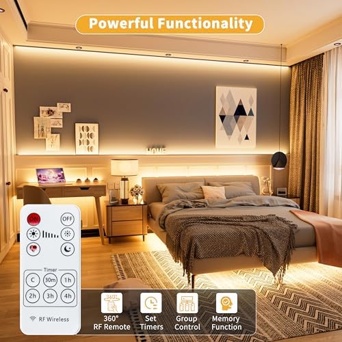 PAUTIX 5V USB COB LED Strip Light 6.56ft/2m 1200lm, Dimmable 640LEDs 2700K Warm White CRI90+ with RF Remote TV Backlight,Flexible Under Cabinet Tape Light for Bedroom,Kitchen,Home DIY Lighting