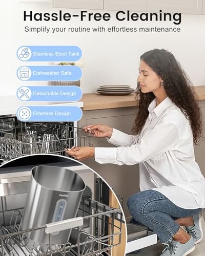 Feekaa Stainless Steel Humidifier, Easy Clean Dishwasher Safe, 4L/1Gal Cool Mist Humidifiers for Bedroom, Humidifiers for Baby, Humidifier Large Room for Nursery, Plant, Office, Living Room, White