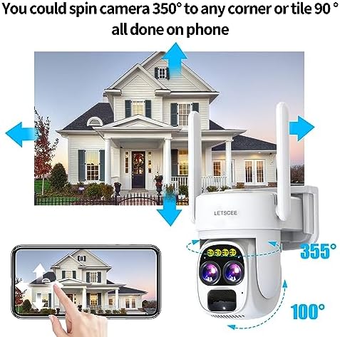 Cameras for Home Security Wireless Outdoor Solar,Alexa Security Camera Outside,360 PTZ Outside WiFi Camera Dual Lens 10x Zoom,Night Vision,2K,Water Proof