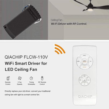 QIACHIP WiFi Ceiling Fan Light Remote Control Kit, Alexa Compatible
