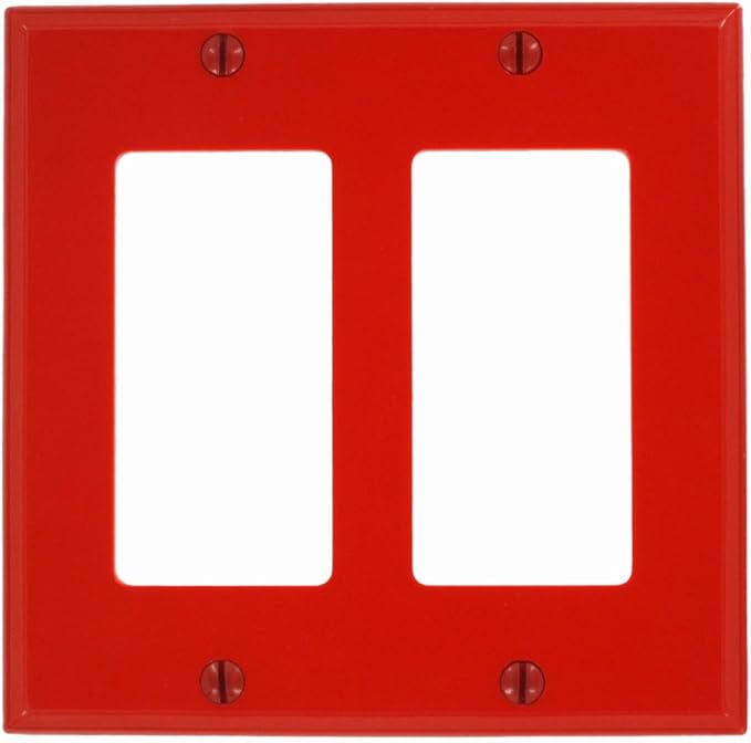 Leviton 2-Gang Decora/GFCI Device Wallplate, Standard Size, Thermoplastic Nylon, 80409-NR, Red