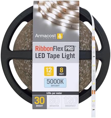 Armacost Lighting RibbonFlex Pro 12V White LED Strip Lights 30 LED/m, 5000K, 8.2 ft, 161210
