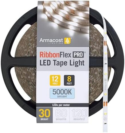 Armacost Lighting RibbonFlex Pro 12V White LED Strip Lights 30 LED/m, 5000K, 8.2 ft, 161210