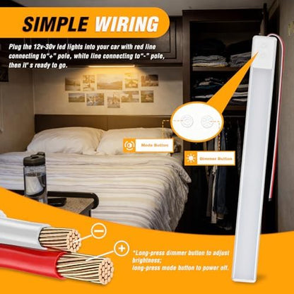 Nilight LED Interior Light Bar 4PCS 16.5 Inch Dimmable Strip Lights