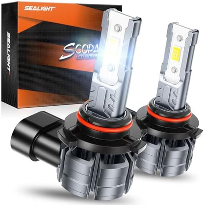 SEALIGHT 9006 Fog Light Bulbs, 12000LM 6500K Cool White Light 9006 HB4 LED Fog Light Bulb, 1:1 Mini Size, Plug and Play, 9006 Fog Lights LED Bulb, Pack of 2