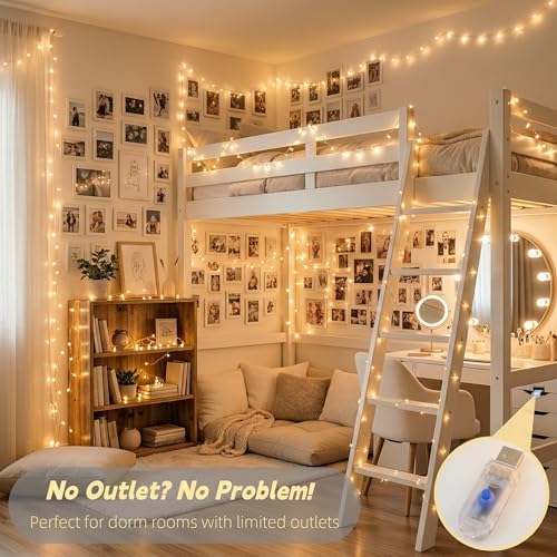JMEXSUSS USB Fairy Lights for Bedroom,33ft 100 LED Christmas Lights Plug in