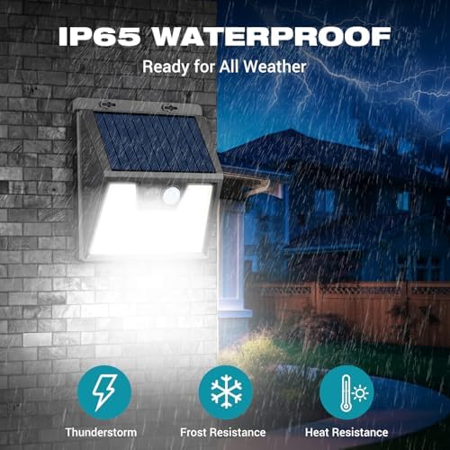 Peasur Solar Lights Outdoor [10 Pack], Solar Motion Sensor Outdoor Lights, Security Light 3 Working Modes, Waterproof for Outside Garden Yard Fence