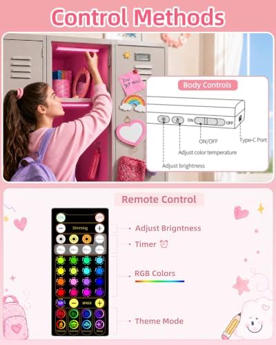 EZVALO Color Changing Locker Light, Bookshelf Light with Remote