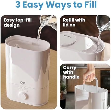 Everlasting Comfort 6L Humidifier Large Room, High Mist Output 60 HR Runtime Ultrasonic Top Fill Humidifiers for Bedroom, Easy to Use & Clean for Home, Baby Humidifier, Plants, Congestion, Indoor
