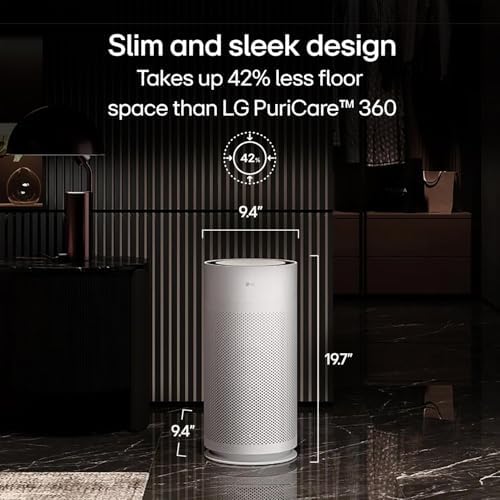 LG PuriCare™ AeroHit Smart Air Purifier for Large Rooms Up to 1000 Sq Ft, True HEPA Filter with 360° Airflow, PM 1.0 Sensor & LED Air Quality Monitor, Ultra-Quiet Wi-Fi Air Cleaner with LG ThinQ
