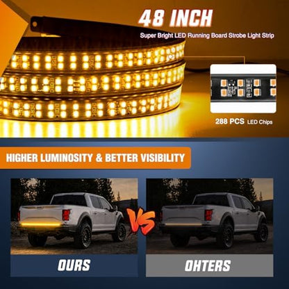 Nilight 48 Inch 288 LED Tailgate Strobe Light Strip Amber