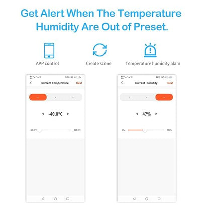 4CH WiFi Tuya Smart 85-250V Temperature and Humidity Sensor, Remote APP Control and Monitoring Function, Voice Control, Smart Scene, Dry Contact Passive Output, Works with Alexa Google Home