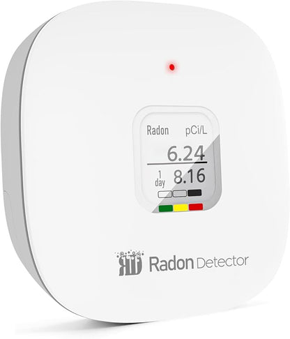 Radon Detector for Home, Office, Workplace, Hello Radon S, E-Ink Display, Alpha Spectrometer Sensor, 2-Year Battery Life, Wall Mounted & Free Standing, PCi/L & Bq/m³ Units Switchable