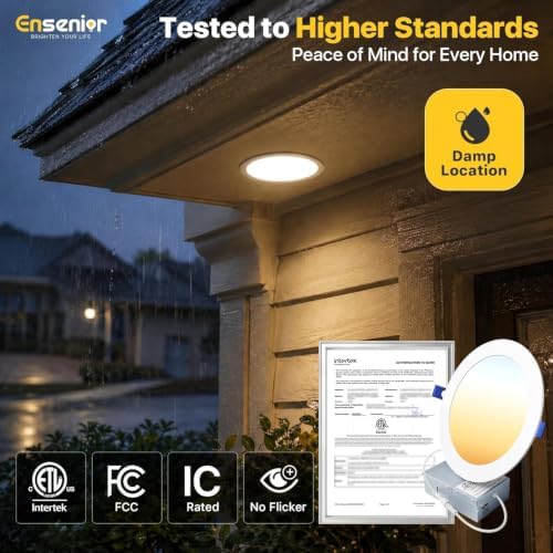 Ensenior 4 Pack 7 Inch LED Recessed Ceiling Light, 5CCT, 1600LM 15W 120V