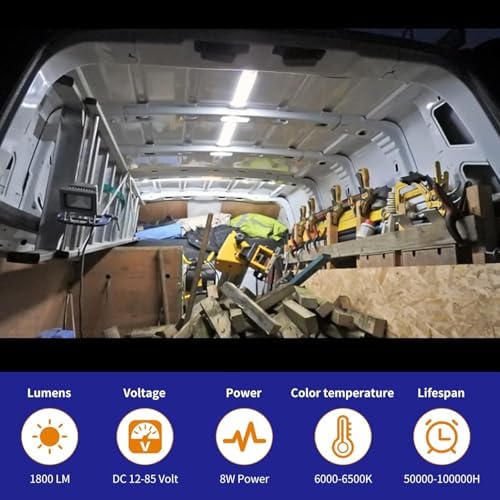 RVZONE 4‑Pack 12V LED Interior Light Bar,120LEDs 1800LM for RV Truck