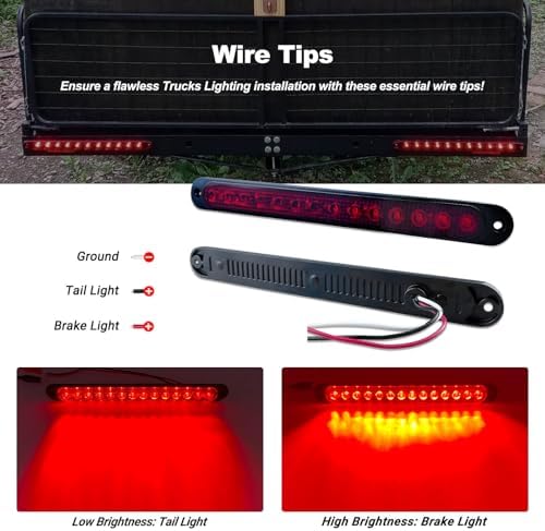 10" LED Trailer Brake Lights Bar Strip Aluminum Alloy Base Red Stop Turn Identification Side Marker Tail Lights Assembly for Truck Marine Boats, 15 LEDs 2Pcs