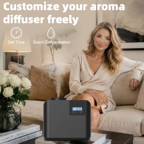2026 Upgraded HVAC Scent Diffuser Machine Kit, Cover 5000 Sq.Ft, Wi-Fi Control, Hotel Scents Collection, Waterless Cold Air Aromatherapy Essential Oil Hotel Fragrance Diffuser for Large Room - Black