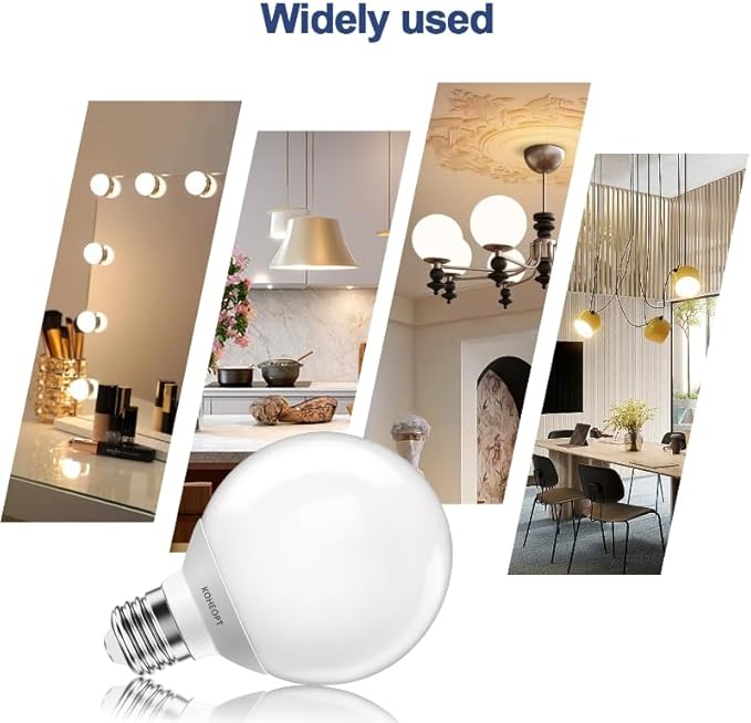 G25 LED Globe Light Bulbs,120V 5W(60W Equivalent), 5000K CRI85+ Daylight Bathroom,E26 Base,Eye-Friendly Vanity Round, Perfect for Vanity Makeup Mirror, Non-Dimmable (2 Pack)