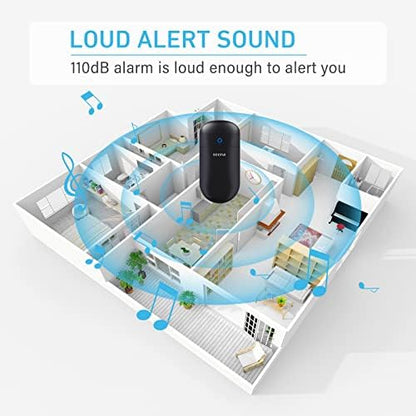 Door Chime When Door Opens, Door Alarm for Home, 3-Sensor 2-Receiver, Black