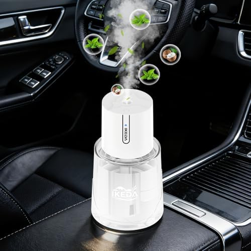 ikeda fragrance Car Diffuser Air Freshener, 100ml Waterless Aroma Diffuser with Smart Auto Start Stop, 3 Mode Mini Scent Spray, USB Rechargeable Car Fresheners, Car Accessories for Women Men Truck SUV