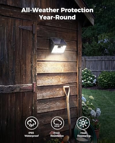 Peasur Solar Powered Lights Outdoor, 140 LED 24Pack Motion Sensor Light Outside, IP65 Waterproof Fence Security Lighting with 3 Modes for Yard Wall Garden Cool White
