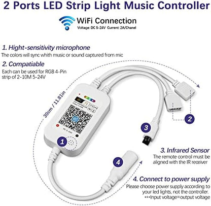 Smart WiFi & IR Dual-Control RGB Remote Controller, 24-Key Music Controller