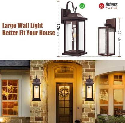 Bronze Dusk to Dawn Outdoor Wall Sconces 2-Pack Large