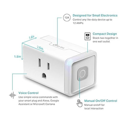 Kasa Smart Plug HS103P4, Smart Home Wi-Fi Outlet Works with Alexa, Echo, Google Home & IFTTT, No Hub Required, Remote Control, 15 Amp, UL Certified, 4-Pack, White