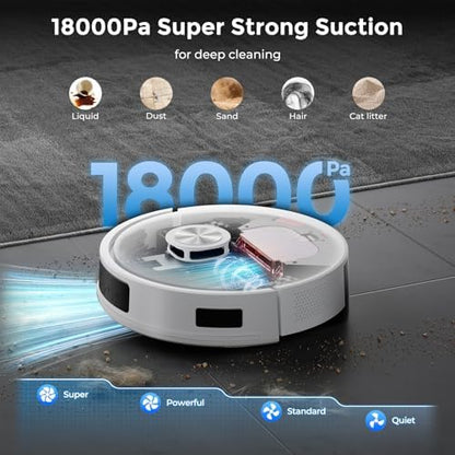 Robot Vacuum and Mop Combo, Robot Vacuum Cleaner with Bagless Self Emptying Station, 18000Pa Suction, LiDAR Navigation, ideal for Pet Hair, Carpet & Hard Floor, Compatible with App/Alexa/Voice Control
