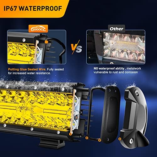 GOOACC 12Inch 240W Triple Row Amber Led Light bar 30000LM Flood Spot Combo Off Road Work Light Driving Boat with Wiring Harness for UTV Jeep Truck Boat, 2 Years Warranty