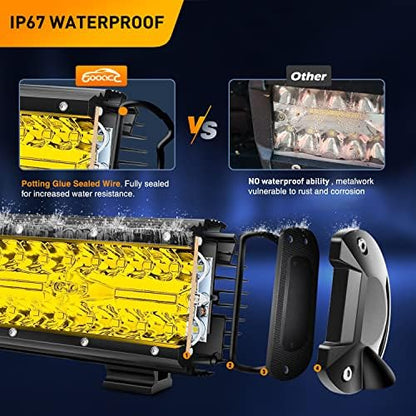 GOOACC 12Inch 240W Triple Row Amber Led Light bar 30000LM Flood Spot Combo Off Road Work Light Driving Boat with Wiring Harness for UTV Jeep Truck Boat, 2 Years Warranty