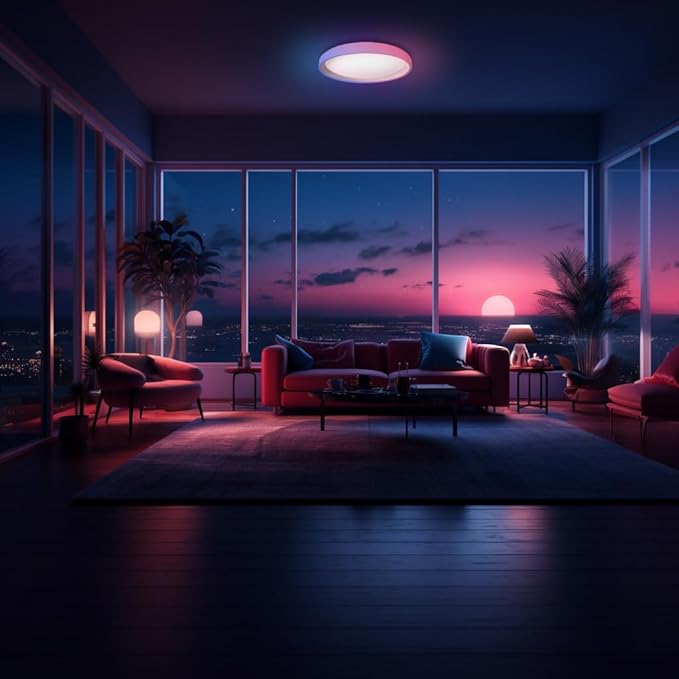 Aqara LED Ceiling Light T1M,Matter Over Bridge,Requires Zigbee 3.0 HUB,RGB+IC with Gradient Effects and 16 Million Colors,40W 3450lm,2700-6500K Tunable White,Supports HomeKit,Alexa and IFTTT