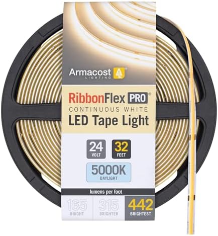 Armacost Lighting RibbonFlex Pro COB, 24V, 5000K, 442 Lumens/Ft, IP20, 10M 173450