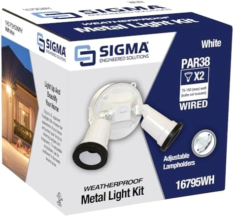 Sigma Engineered Solutions Weatherproof 16795WH Round Floodlight Kit, White